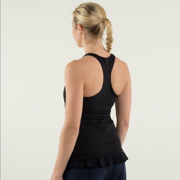 💕HP💕Lululemon LIMITED EDITION cool racerback black ruffled hem tank - Picture 4 of 12